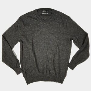 Marc Ecko Cut & Sew Sweater‎ Mens XL 100% Merino Wool Grey V Neck Lightweight